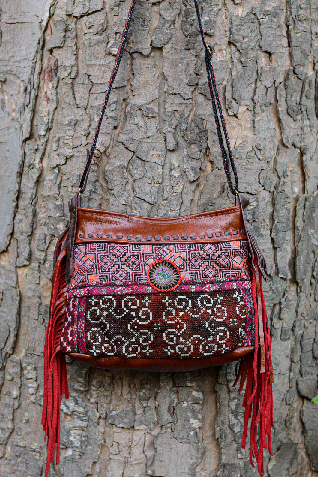 Boho Embroidered Vintage Recycled Hmong Bag